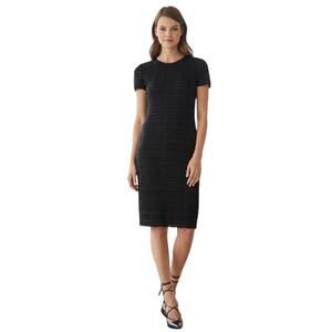 Tory Burch Metallic Stripe Lurex Fitted merino wool knit dress